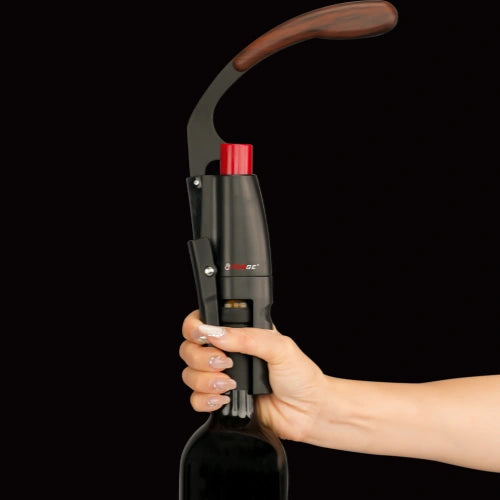Positioning the lever opener over the bottle